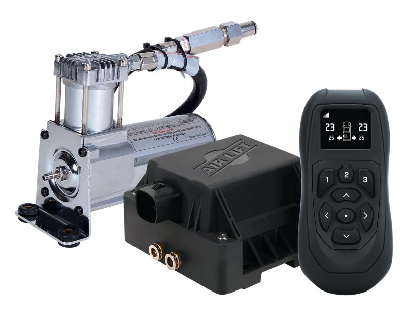 Air lift wireless air control system v2 featuring remote control and heavy duty compressor