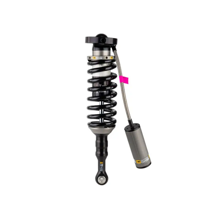 Close up of pink stick shock absorber on arb / ome bp51 coilover suspension for prado kdss 150.