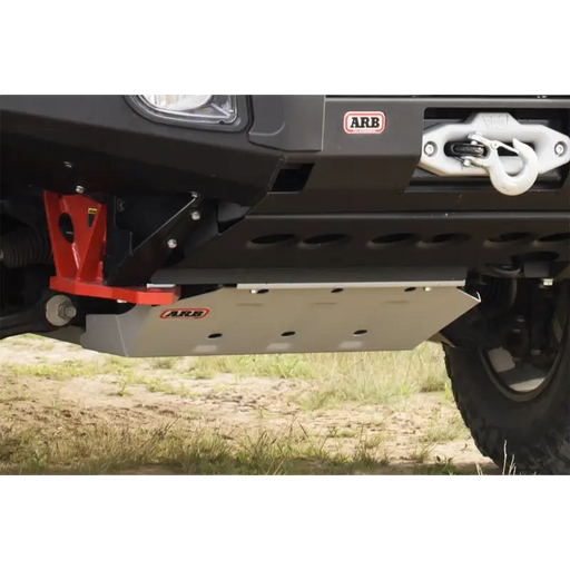 ARB Under Vehicle Protection Prado featured product with mounted front bumper on rear.