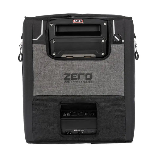 Black and grey ARB Zero fridge transit bag with radio.