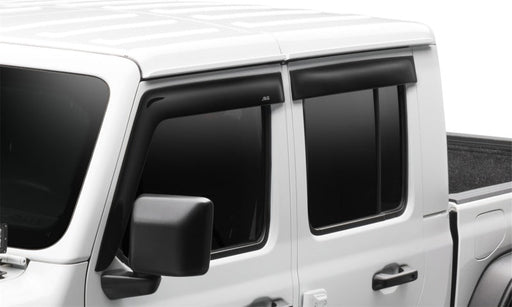 Avs 2018 jeep wrangler unlimited low profile window deflectors - white jeep with black roof rack