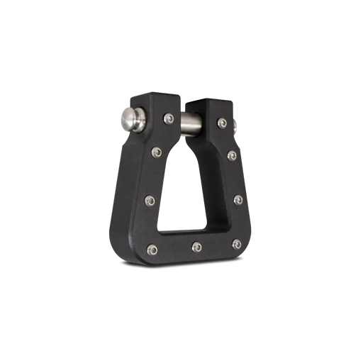 Body Armor 4x4 Mega D-Ring Black Single steel bracket mounted on white background