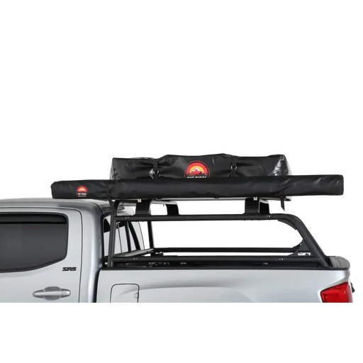 Truck with roof rack and bag on Body Armor 4x4 Sky Ridge Pike 6.5ft Awning.