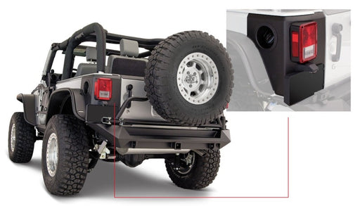 Bushwacker jeep wrangler trail armor rear corners - black with truck bed and tail light