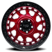 Dirty Life 9313 Enigma Race crimson red and black Jeep wheel cover - SEO alt text