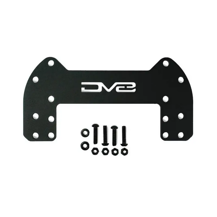 Black license plate with screws and bolts for EVs on DV8 21-22 Ford Bronco 3rd Brake Light Extension Bracket.
