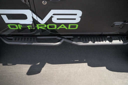 Black jeep wrangler jk 2 door with dv8 offroad body pinch weld side steps