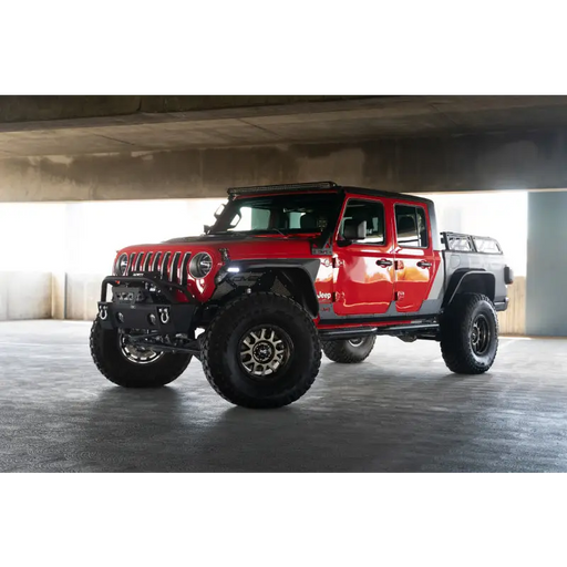 Red Jeep Gladiator JT with Slim Fender Flares and Black Bumper