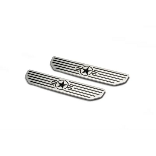 Pair of black anodized front bumpers with accent bars for Jeep Gladiator.