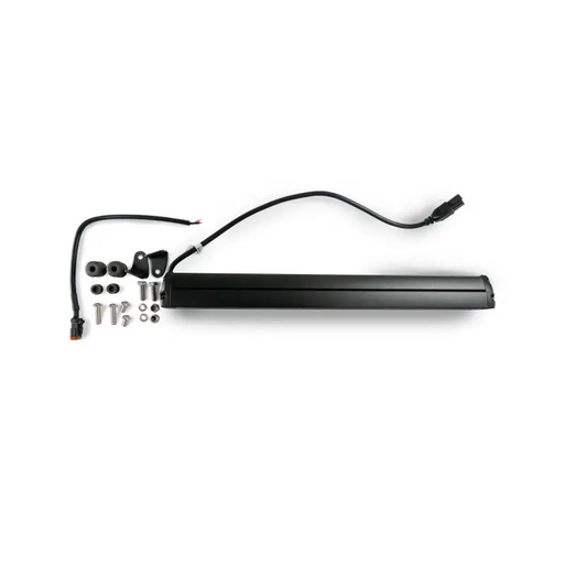 DV8 Offroad 20in Elite Series Light Bar - Single Row - Close Up View of Black Object with Wires