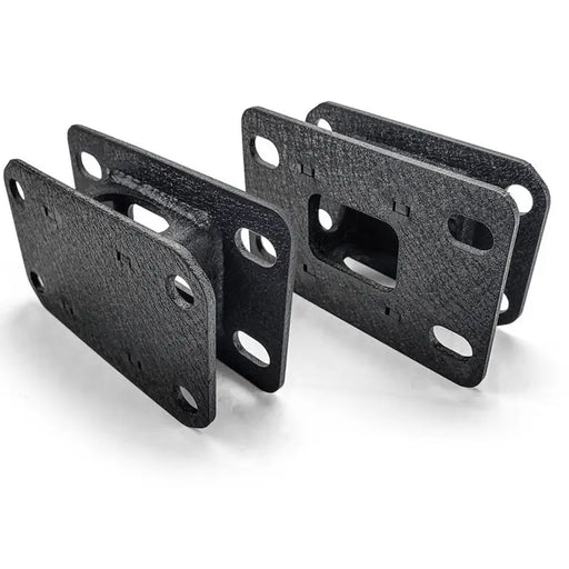 DV8 Offroad Jeep Wrangler Front Bumper Adapter Bracket, black metal brackets with holes on white surface