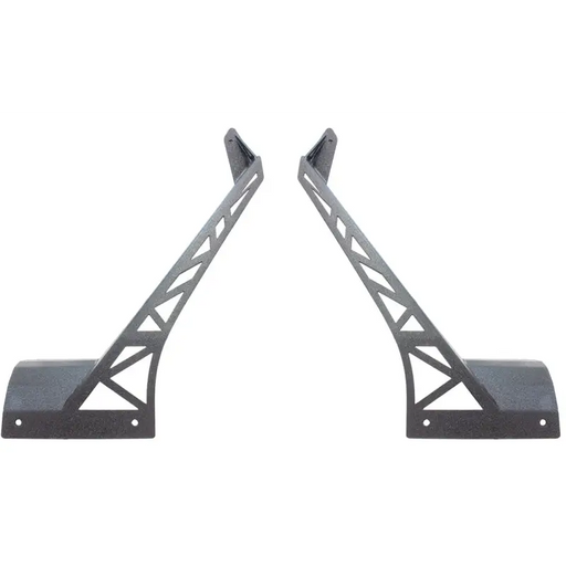 Black steel brackets for Wrangler JL windshield light bracket by Fishbone Offroad.