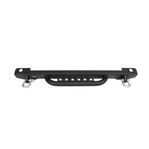 Black rear bumper with step for Wrangler TJ displayed on white background