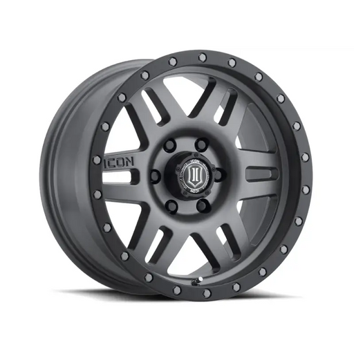 ICON Six Speed 17x8.5 6x5.5 Titanium Wheel - Black wheel with center spoke