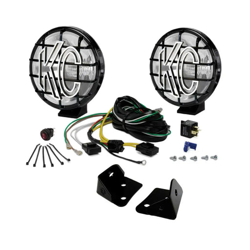 Pair of LEDs with wiring kit for Ford displayed in KC HiLiTES 07-18 Jeep JK 6in Apollo Pro Halogen 2-Light Sys Pill