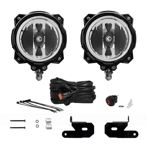 Pair of fog lights with wiring for Jeep KC HiLiTES 6in Pro6 Gravity LED.