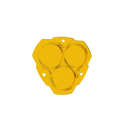 Yellow metal knob with four holes on KC HiLiTES FLEX ERA 1 Performance Yellow Spot Beam Lens.