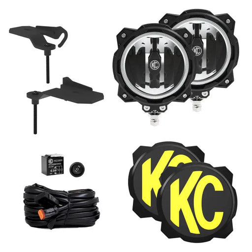 KC HiLiTES Jeep 392/Mojave Gravity LED PRO6 Wide-40 2-Light Sys Ditch Light Kit with KCC LEDs for Jeep