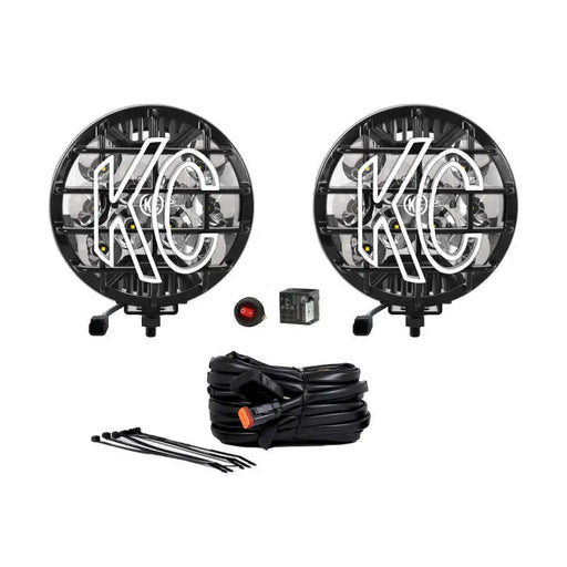 KC HiLiTES SlimLite LED lights - Pair of round 6in. LED fog lights with wiring in Black product pack