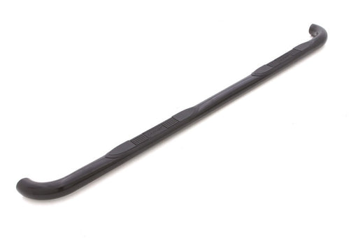 Black steel nerf bar handle on white surface