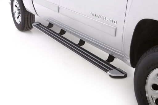 White truck with black side step - lund universal crossroads 80in. Running board for extended cab pickup