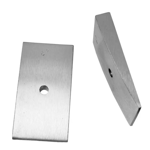 Stainless steel plate with hole for Omix 6 Degree Rear Leaf Spring Shim.