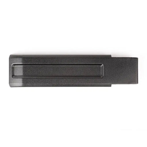 Black plastic door handle on Omix Tailgate Hinge Cover for Wrangler.