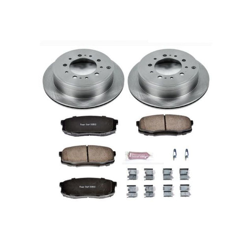 Power stop z17 stock replacement brake kit for front and rear of a car, displayed in a lexus lx570