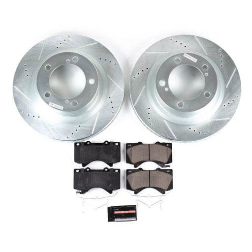 Front brake disc and pads for ford mustang - power stop z23 evolution sport brake kit