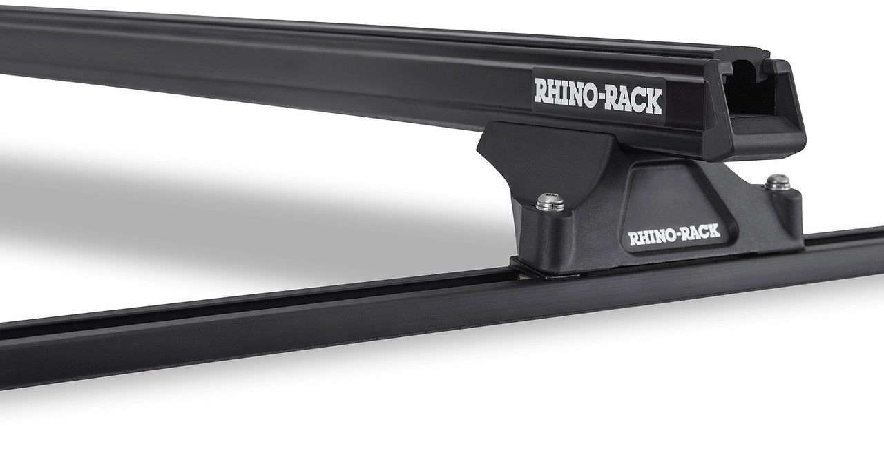 Rhino-Rack 99-07 Ford F250 4 Door Pick Up Heavy Duty RLTP Track Mount 2 Bar Roof Rack - Black