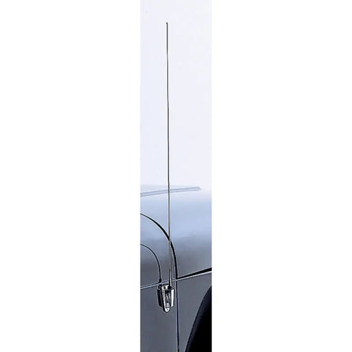 Rugged Ridge stainless steel antenna mast and base with car door handle.