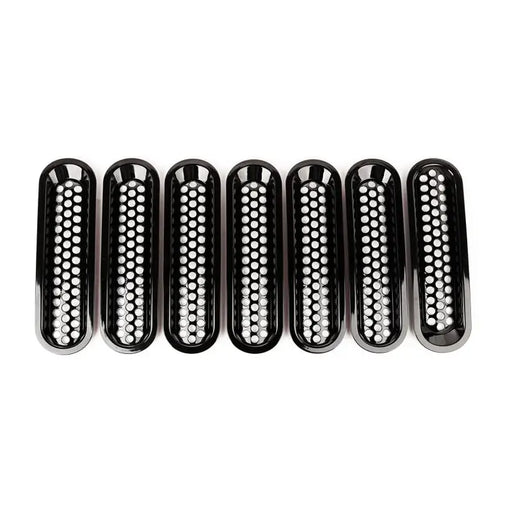 Black and white polka dot comb design on Rugged Ridge Grille Inserts for Jeep Wrangler