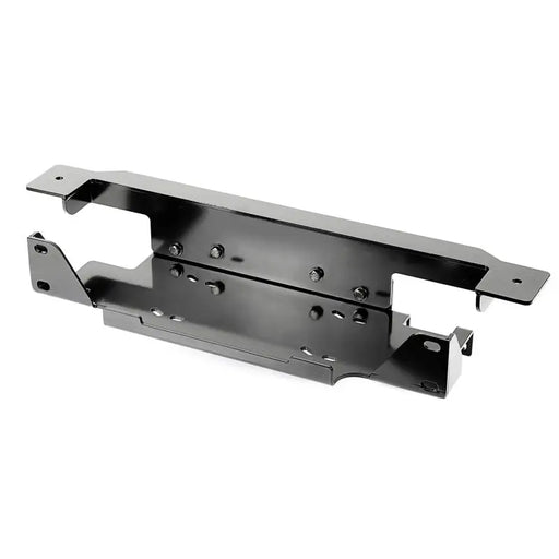Black metal bracket with screws for Rugged Ridge Winch Plate Stamped Bumper on Jeep Wrangler