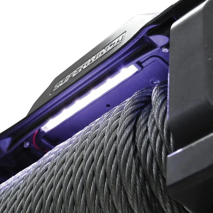 Close up of wire rope on Superwinch 10000 LBS 12V DC 3/8in x 85ft Winch
