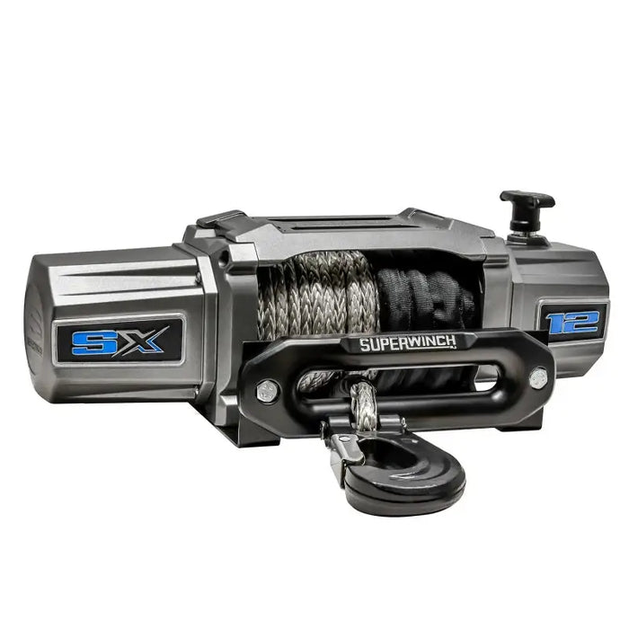 Superwinch 12000 LBS 12V DC 3/8in x 80ft Synthetic Rope Winch Close Up