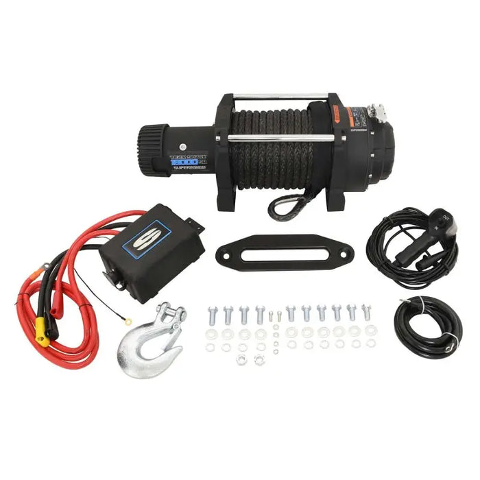 Superwinch 18000SR Tiger Shark Winch showing cable and wire attached