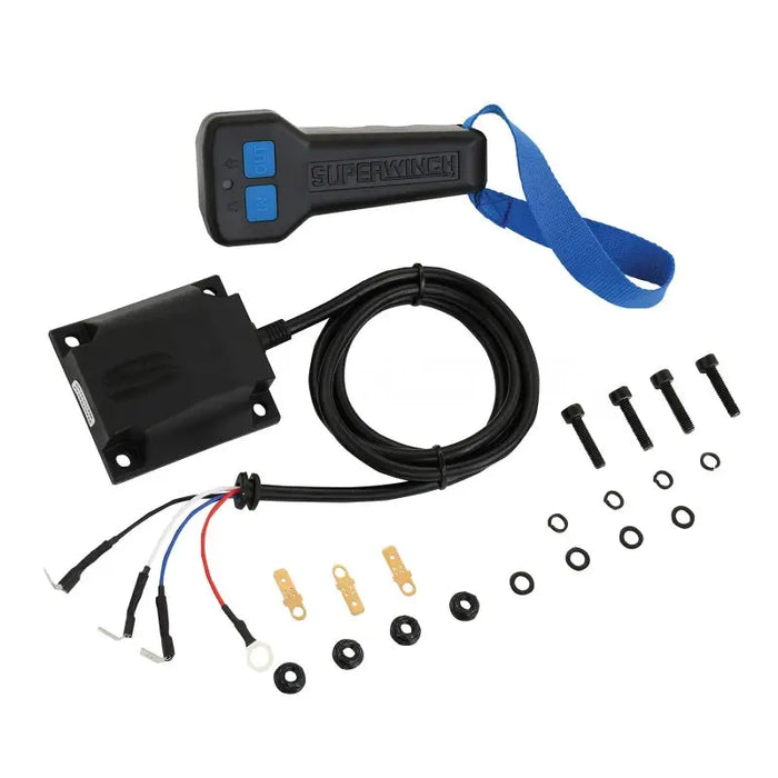 Superwinch Wireless Remote Control Kit - black and blue remote control with wires and connectors