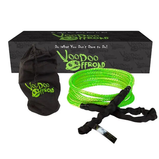 Voodoo Offroad 2.0 Santeria Series green kinetic recovery rope.