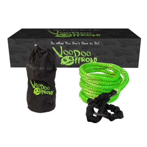 Voodoo Offroad 2.0 Santeria Series kinetic recovery rope with green rope bag