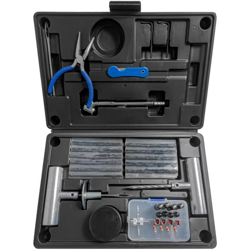 Voodoo Offroad Heavy Duty 67-Piece Tire Repair Kit with blue handle and tool