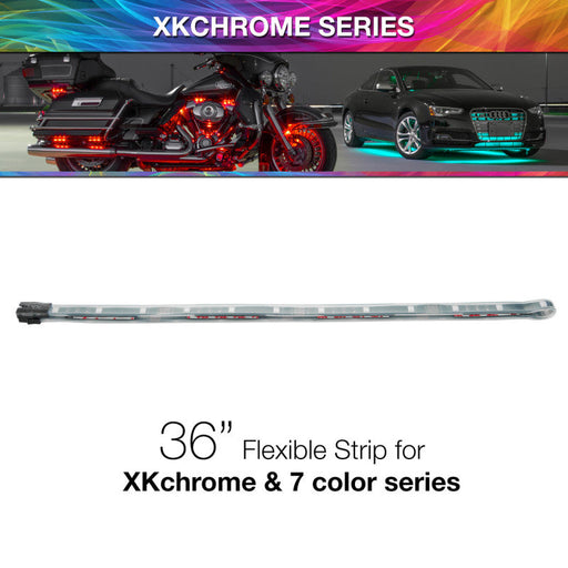 Xk glow 36in multi color flexible strip with motorcycle and car in background