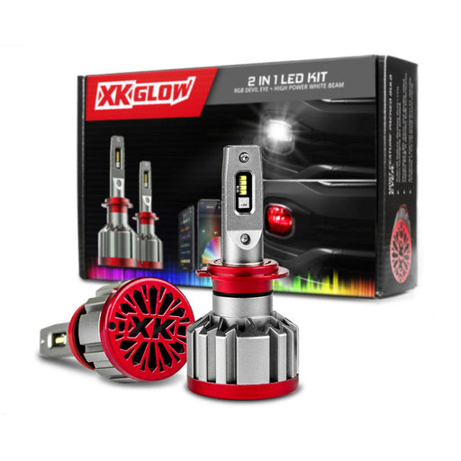 Xk glow h1 led headlight bulbs in xk glow rgb 2in1 led headlight kit