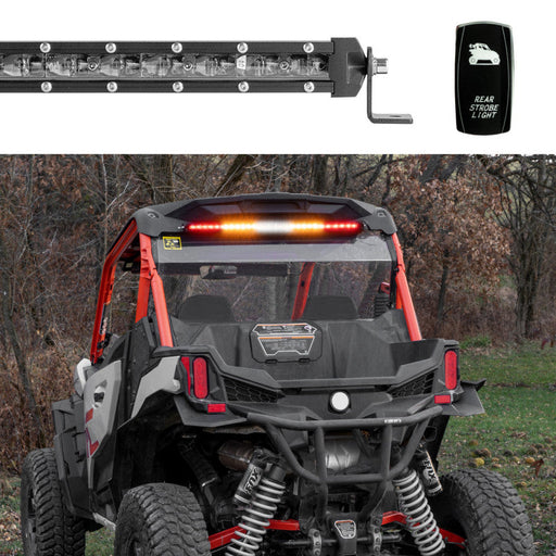 Black and red atv light with white light, xk glow super slim offroad led chase bar 5 modes 90w 30in
