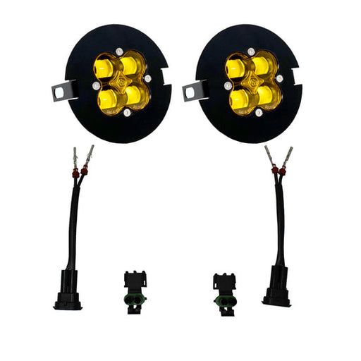 Pair of yellow LEDs for front and rear lights in Baja Designs SAE fog pocket light kit.