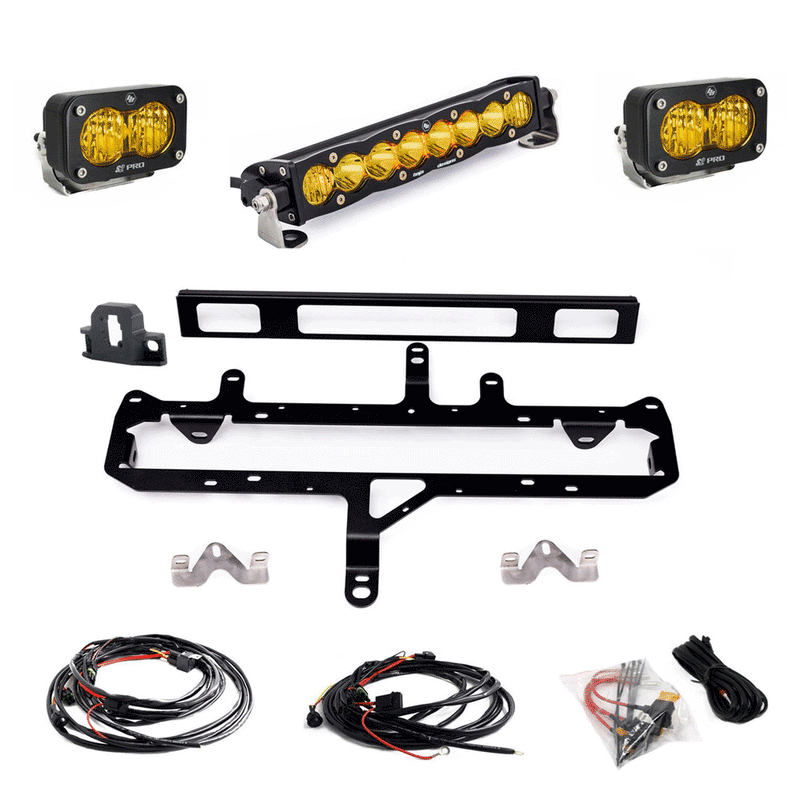Baja Designs 2024+ Toyota Tacoma S8 10in Light Bar / S2 Pro TRD Pro Grille Conversion Light Kit