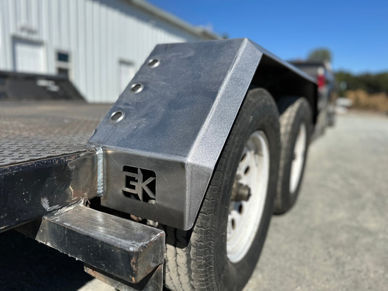 Heavy Duty Weld on DIY Drive Over Trailer Fender Kit Bare Steel - Pair
