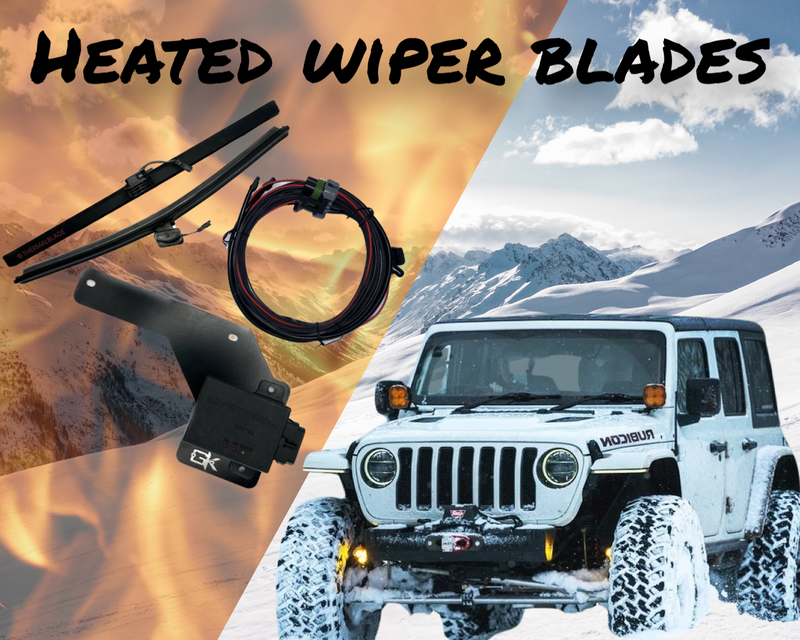 2018-2024 Jeep Wrangler JL and JT Heated Wiper Blades with Installation Brackets.