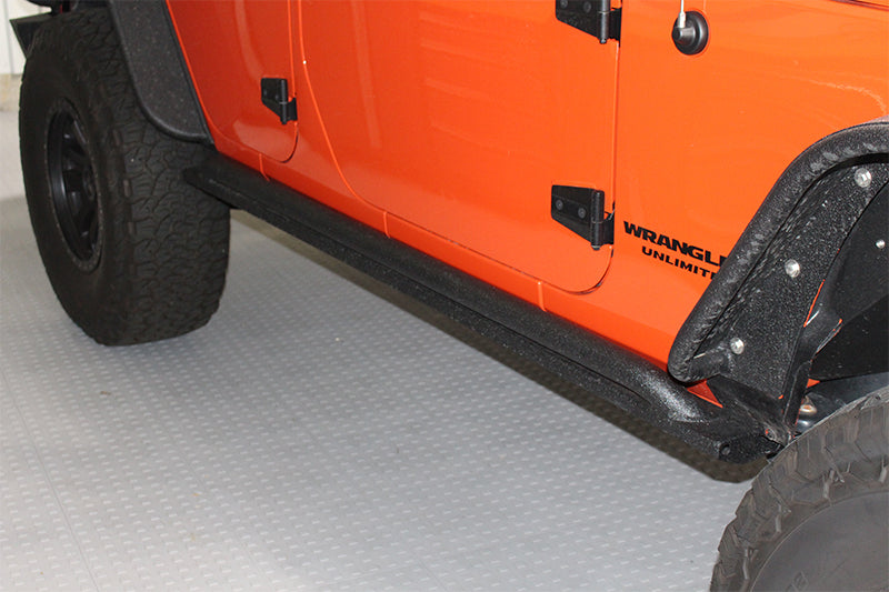 Fishbone Offroad 07-18 Jeep JK 4 Door Wrangler JK Steel Rock Sliders - Blk Textured Powdercoat