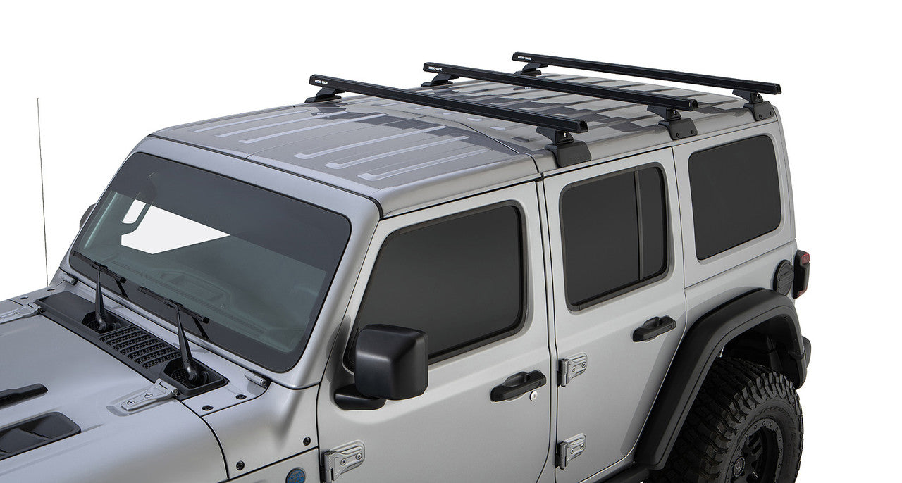 Rhino-Rack 18-21 Jeep Wrangler 4 Door SUV Heavy Duty RCL 2 Bar Backbone Roof Rack - Black