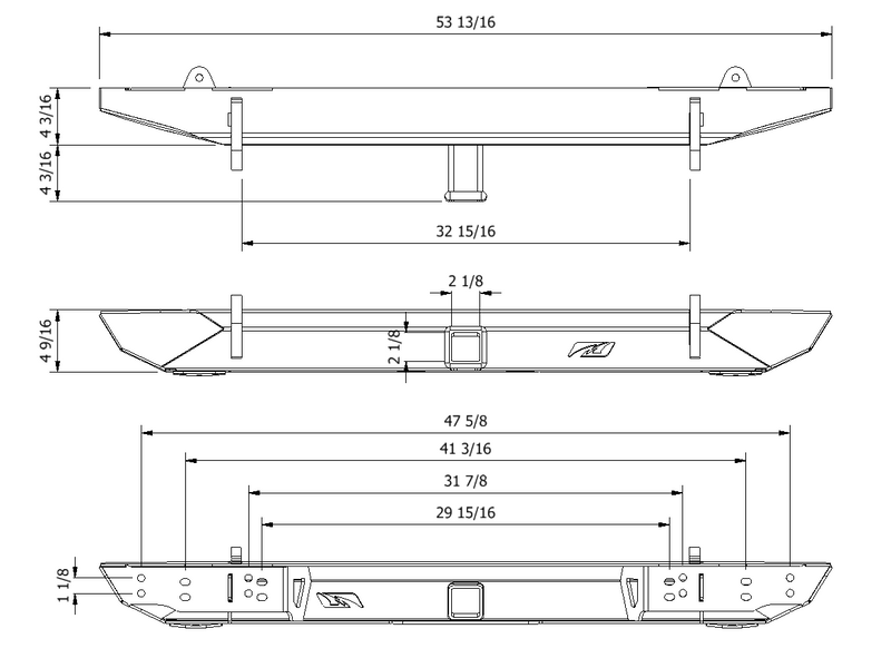 Rear Rock Crawler Bumper w/receiver for Jeep CJ / YJ / TJ / LJ
